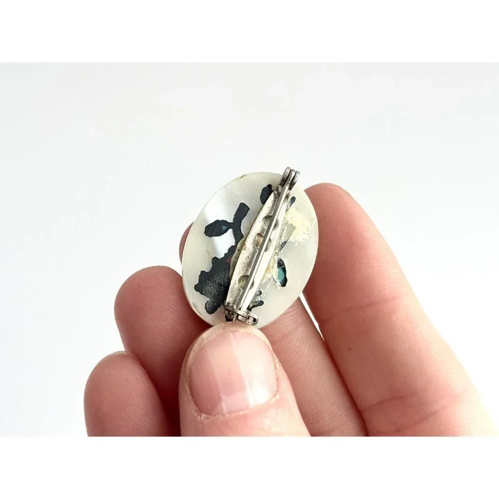 Zuni Inspired Gahn Dancer Oval Hand Crafted Vintage Costume Jewelry Brooch - Picture 8 of 11